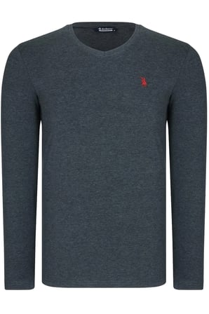 İKİLİ SET T8587 DEWBERRY V YAKA ERKEK SWEATSHIRT-ANTRASİT-ANTRASİT
