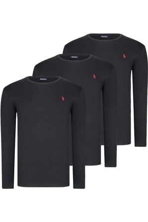ÜÇLÜ SET T8588 DEWBERRY YUVARLAK YAKA ERKEK SWEATSHIRT-SİYAH-SİYAH-SİYAH