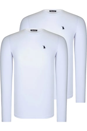 İKİLİ SET T8588 DEWBERRY YUVARLAK YAKA ERKEK SWEATSHIRT-BEYAZ-BEYAZ
