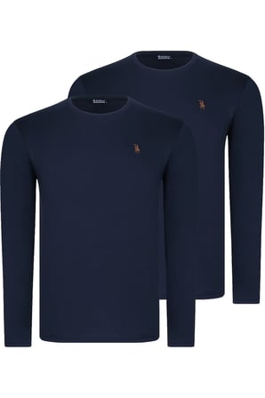 İKİLİ SET T8588 DEWBERRY YUVARLAK YAKA ERKEK SWEATSHIRT-LACİVERT-LACİVERT