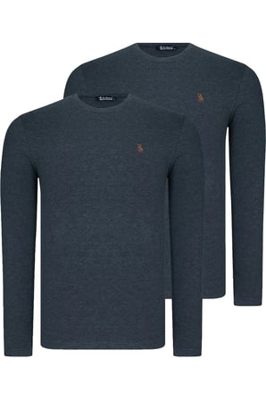 İKİLİ SET T8588 DEWBERRY YUVARLAK YAKA ERKEK SWEATSHIRT-ANTRASİT-ANTRASİT