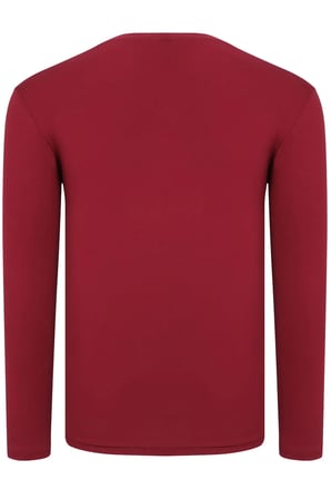 T8587 DEWBERRY V YAKA ERKEK UZUN KOL T-SHIRT-DÜZ BORDO