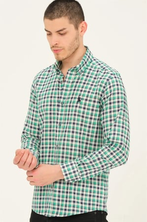 G761 DEWBERRY ERKEK GÖMLEK-LACİVERT-YEŞİL
