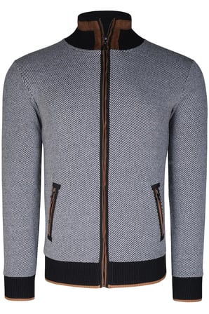 1021 DEWBERRY ERKEK SWEATSHIRT-AÇIK DIAGONAL SİYAH
