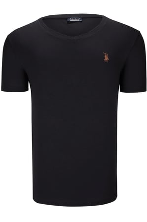 İKİLİ SET T8568 DEWBERRY V YAKA ERKEK T-SHIRT-KOYU SİYAH-KOYU LACİVERT