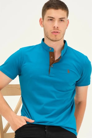 T8560 DEWBERRY T-SHIRT-KOYU TURKUAZ