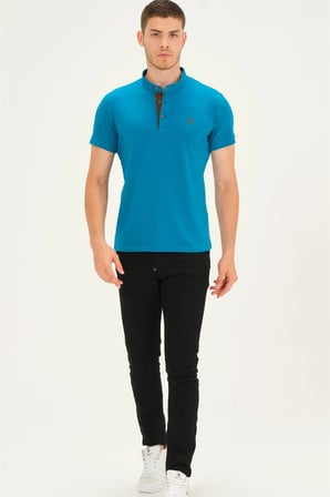 T8560 DEWBERRY T-SHIRT-KOYU TURKUAZ