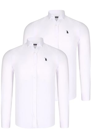 Dewberry Erkek Gömlek 2'li Set Beyaz-Beyaz G725 | 2 Adet Çoklu Paket, Günlük ve Ofis Giyimi, Jean, Chino ve Kumaş Pantolon Kombinleri, Ceket ve Blazer Altına Smart Casual Stil, İşten Hafta Sonuna Şehir Gardırobu, Arkadaş Buluşmaları ve Akşam Yemeği