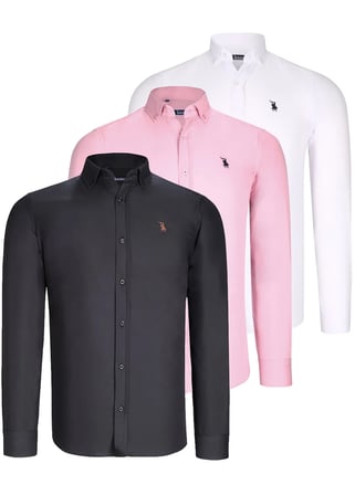 ÜÇLÜ SET G725 DEWBERRY ERKEK GÖMLEK-SİYAH-BEYAZ-PEMBE