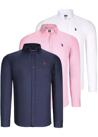 ÜÇLÜ SET G725 DEWBERRY ERKEK GÖMLEK-BEYAZ-LACİVERT-PEMBE