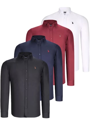 Dewberry Erkek Gömlek 4'lü Set Siyah-Beyaz-Lacivert-Bordo G725 | Günlük ve Ofis Giyimi, Jean, Chino ve Kumaş Pantolon Kombinleri, Ceket ve Blazer Altına Smart Casual Stil, İşten Hafta Sonuna Şehir Gardırobu, Arkadaş Buluşmaları ve Akşam Yemeği