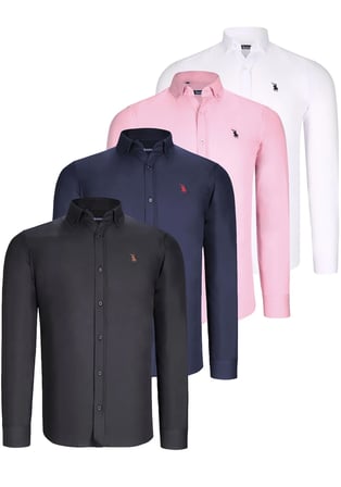 DÖRTLÜ SET G725 DEWBERRY ERKEK GÖMLEK-SİYAH-BEYAZ-LACİVERT-PEMBE