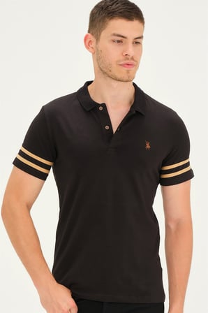 T8585 DEWBERRY ERKEK T-SHIRT-SİYAH-CAMEL