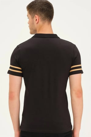 T8585 DEWBERRY ERKEK T-SHIRT-SİYAH-CAMEL