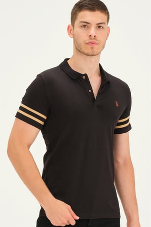 T8585 DEWBERRY ERKEK T-SHIRT-SİYAH-CAMEL