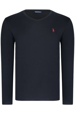 T8587 DEWBERRY V YAKA ERKEK UZUN KOL T-SHIRT-AÇIK SİYAH