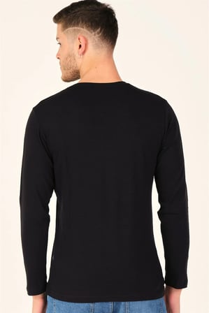 T8587 DEWBERRY V YAKA ERKEK UZUN KOL T-SHIRT-KÖMÜR SİYAH