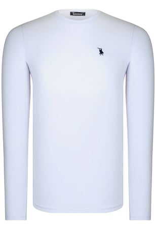 T8588 DEWBERRY BİSİKLET YAKA UZUN KOL T-SHIRT-AÇIK BEYAZ