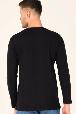 T8588 DEWBERRY BİSİKLET YAKA UZUN KOL T-SHIRT-KÖMÜR SİYAH