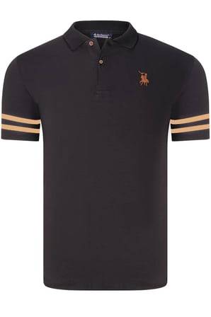 T8585 DEWBERRY ERKEK T-SHIRT-CAMEL-SİYAH