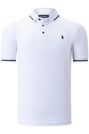 T8586 DEWBERRY ERKEK POLO YAKA T-SHIRT-DÜZ BEYAZ