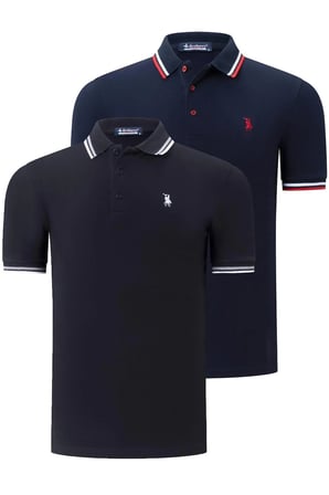 İKİLİ SET T8594 DEWBERRY ERKEK T-SHIRT-SİYAH-LACİVERT