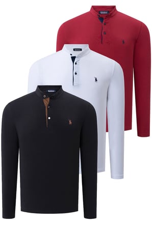 ÜÇLÜ SET V4009 DEWBERRY ERKEK SWEATSHIRT-SİYAH-BEYAZ-BORDO