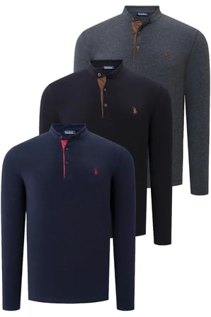 ÜÇLÜ SET V4009 DEWBERRY ERKEK SWEATSHIRT-SİYAH-LACİVERT-ANTRASİT
