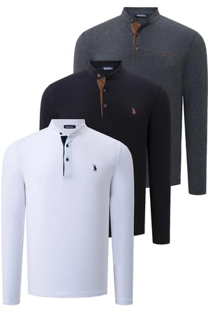 ÜÇLÜ SET V4009 DEWBERRY ERKEK SWEATSHIRT-SİYAH-BEYAZ-ANTRASİT