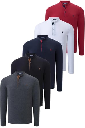 BEŞLİ SET V4009 DEWBERRY ERKEK SWEATSHIRT-SİYAH-LACİVERT-BEYAZ-BORDO-ANTRASİT