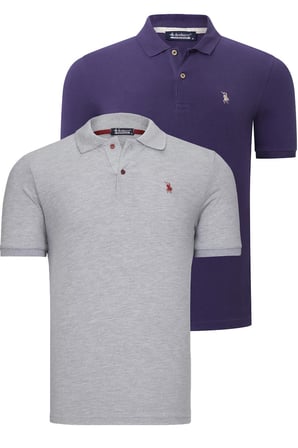 İKİLİ SET T8561 DEWBERRY ERKEK TSHIRT-GRİ-MOR