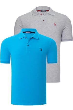 İKİLİ SET T8561 DEWBERRY ERKEK TSHIRT-GRİ-MAVİ