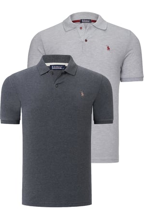 İKİLİ SET T8561 DEWBERRY ERKEK TSHIRT-ANTRASİT-GRI