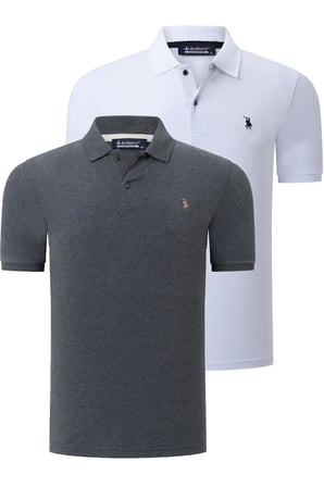 İKİLİ SET T8561 DEWBERRY ERKEK TSHIRT-ANTRASİT-BEYAZ