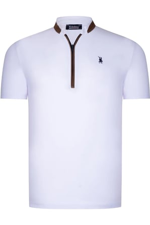 T8571 DEWBERRY FERMUARLI ERKEK T-SHIRT-DÜZ BEYAZ