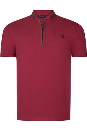 İKİLİ SET T8571 DEWBERRY FERMUARLI ERKEK T-SHIRT-BEYAZ-BORDO