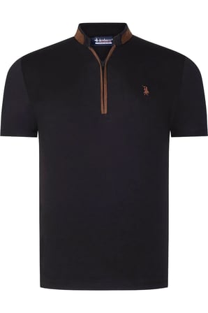 İKİLİ SET T8571 DEWBERRY FERMUARLI ERKEK T-SHIRT-SİYAH-HAKİ
