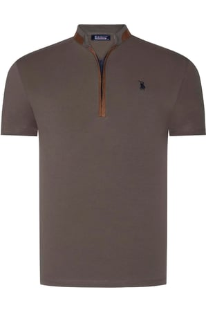İKİLİ SET T8571 DEWBERRY FERMUARLI ERKEK T-SHIRT-SİYAH-HAKİ