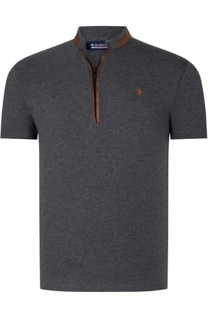 İKİLİ SET T8571 DEWBERRY FERMUARLI ERKEK T-SHIRT-ANTRASİT-LACİVERT