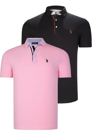 İKİLİ SET T8582 DEWBERRY ERKEK T-SHIRT-SİYAH-PEMBE