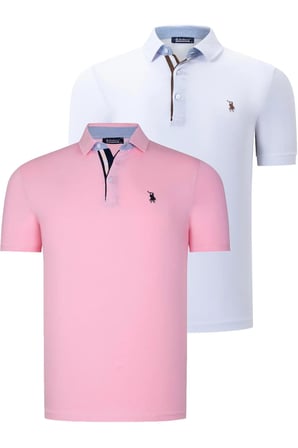 İKİLİ SET T8582 DEWBERRY ERKEK T-SHIRT-BEYAZ-PEMBE