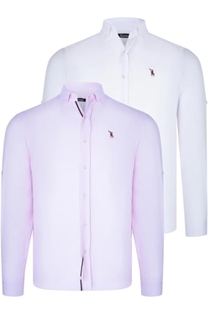 Dewberry Erkek Gömlek 2'li Set Beyaz-Pembe G674 | 2 Adet Çoklu Paket, Günlük ve Ofis Giyimi, Jean, Chino ve Kumaş Pantolon Kombinleri, Ceket ve Blazer Altına Smart Casual Stil, İşten Hafta Sonuna Şehir Gardırobu, Arkadaş Buluşmaları ve Akşam Yemeği