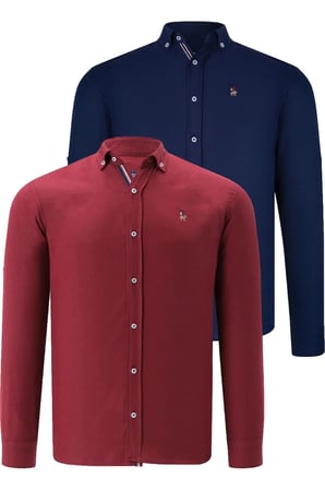 Dewberry Erkek Gömlek 2'li Set Lacivert-Bordo G674 | 2 Adet Çoklu Paket, Günlük ve Ofis Giyimi, Jean, Chino ve Kumaş Pantolon Kombinleri, Ceket ve Blazer Altına Smart Casual Stil, İşten Hafta Sonuna Şehir Gardırobu, Loafer veya Sneaker ile Kombinleme