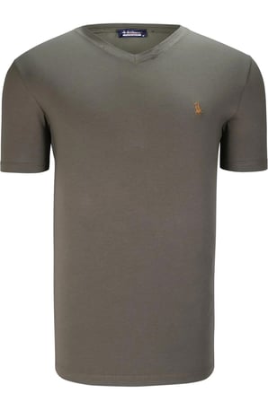 İKİLİ SET T8568 DEWBERRY V YAKA ERKEK T-SHIRT-SİYAH-HAKİ