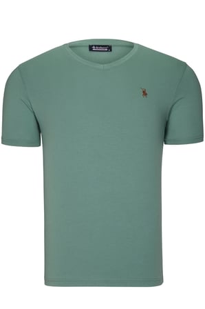 İKİLİ SET T8568 DEWBERRY V YAKA ERKEK T-SHIRT-SİYAH-AÇIK YEŞİL