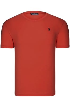 İKİLİ SET T8568 DEWBERRY V YAKA ERKEK T-SHIRT-SİYAH-KİREMİT