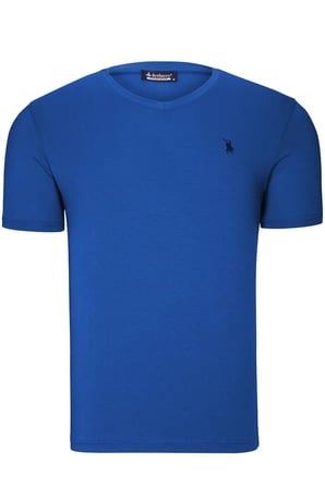 İKİLİ SET T8568 DEWBERRY V YAKA ERKEK T-SHIRT-SİYAH-SAKS