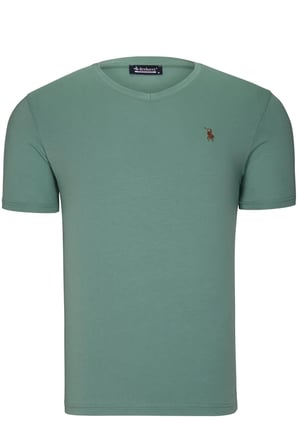 İKİLİ SET T8568 DEWBERRY V YAKA ERKEK T-SHIRT-LACİVERT-AÇIK YEŞİL