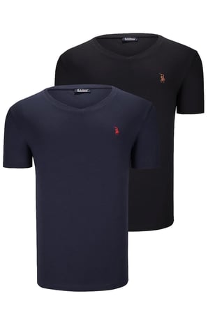 Dewberry Erkek V Yaka Tişört 2'li Set Siyah-Lacivert T8568 | Günlük Üst Giyim ve Şehir Stili, Jean, Şort ve Chino Pantolon Kombinleri, Gömlek veya Ceket Altına Katmanlı Kullanım, Hafta Sonu ve Arkadaş Buluşmaları, Spor Ayakkabı ve Sneaker ile Kombin