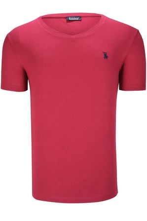 İKİLİ SET T8568 DEWBERRY V YAKA ERKEK T-SHIRT-SİYAH-BORDO